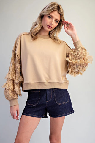 Lace & Lived-in Mineral Wash Pullover