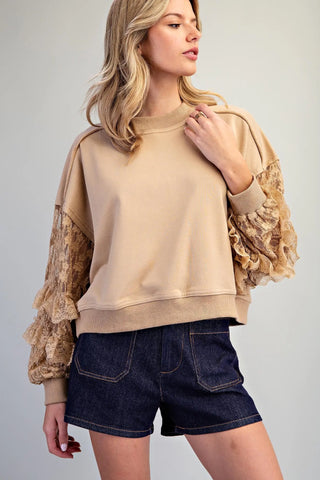 Lace & Lived-in Mineral Wash Pullover
