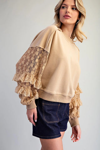 Lace & Lived-in Mineral Wash Pullover