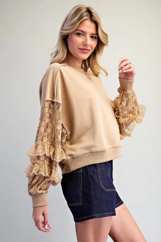 Lace & Lived-in Mineral Wash Pullover