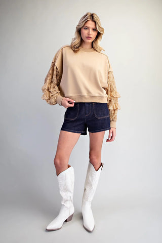 Lace & Lived-in Mineral Wash Pullover