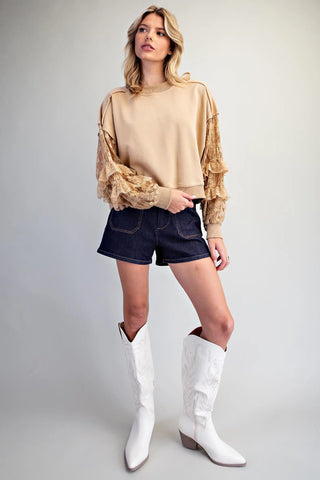 Lace & Lived-in Mineral Wash Pullover