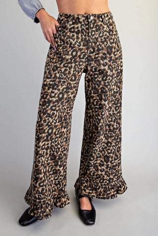 Wild Ruffle Leopard Mineral Wash Pants
