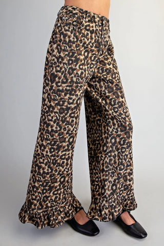 Wild Ruffle Leopard Mineral Wash Pants