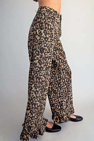 Wild Ruffle Leopard Mineral Wash Pants