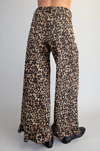 Wild Ruffle Leopard Mineral Wash Pants