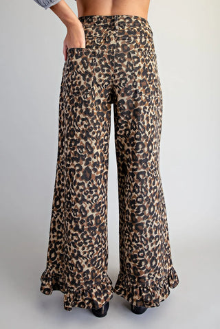Wild Ruffle Leopard Mineral Wash Pants