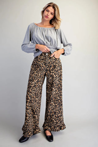 Wild Ruffle Leopard Mineral Wash Pants