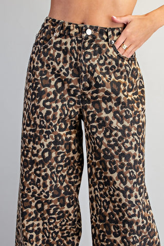 Wild Ruffle Leopard Mineral Wash Pants