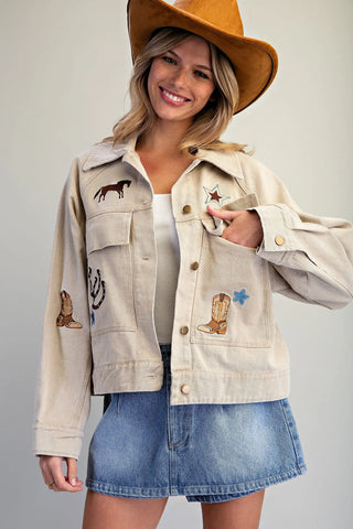 Wild West Mineral Wash Embroidered Jacket