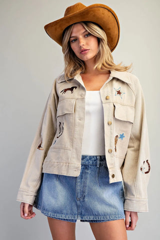 Wild West Mineral Wash Embroidered Jacket