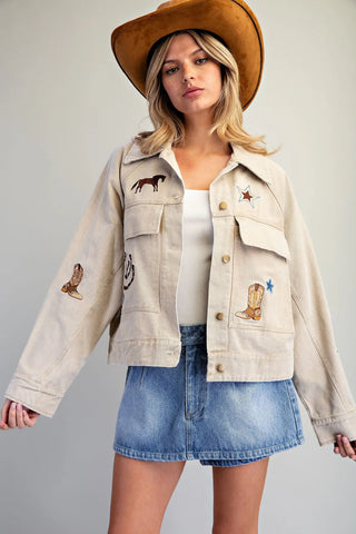 Wild West Mineral Wash Embroidered Jacket