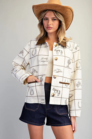Howdy Cowgirl Western Grid Jacket