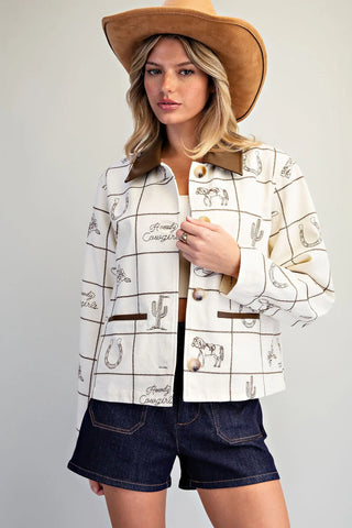 Howdy Cowgirl Western Grid Jacket