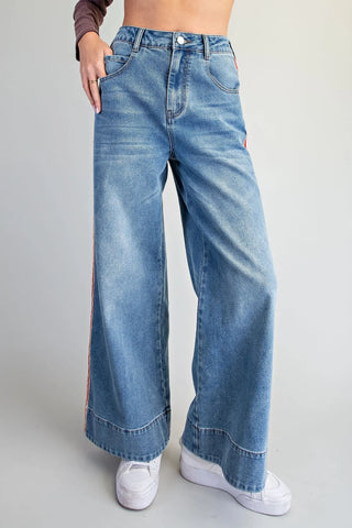 Rally Stripe Wide Leg Jeans