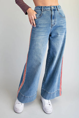 Rally Stripe Wide Leg Jeans