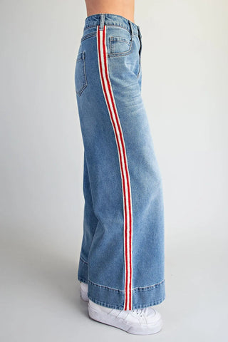 Rally Stripe Wide Leg Jeans