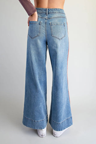 Rally Stripe Wide Leg Jeans