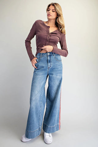 Rally Stripe Wide Leg Jeans