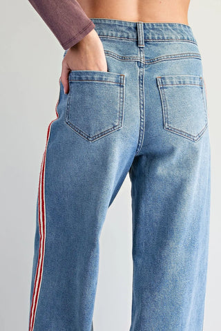 Rally Stripe Wide Leg Jeans