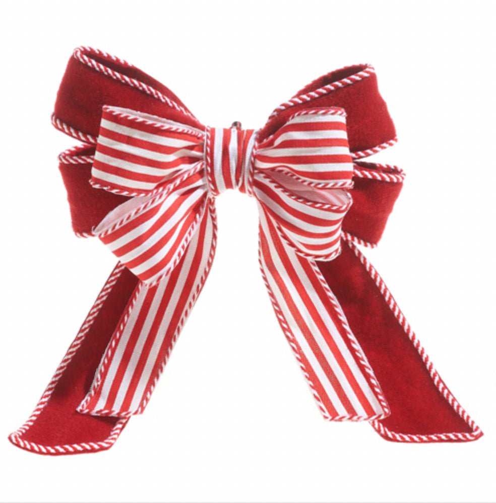 13.5” Striped Bow Ornament - Sassy Inspiration