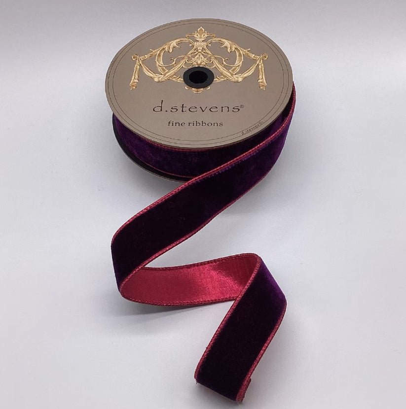 1.5” Purple velvet ribbon with hot pink back - Sassy Inspiration