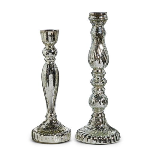 17" Mercury Glass Candle Sticks - Sassy Inspiration