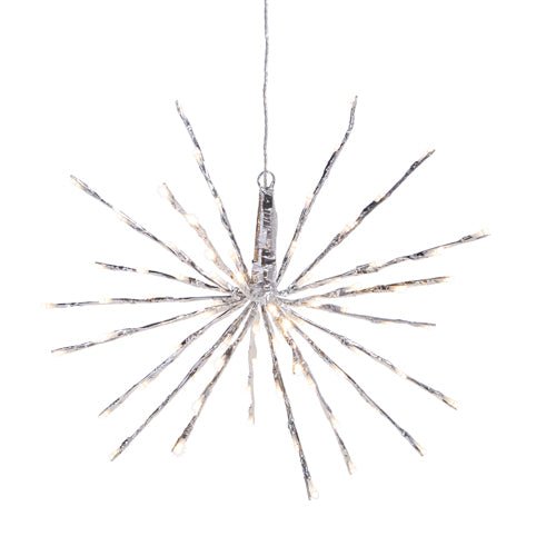 18" SILVER STARBURST WITH 80 WARM WHITE LIGHTS AND REMOTE - Sassy Inspiration