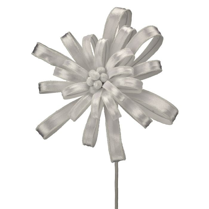 19" White Glitter Edge Petal Blossom Stem - Sassy Inspiration