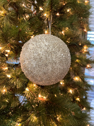 White Jewel Ball Christmas Ornament – 6”