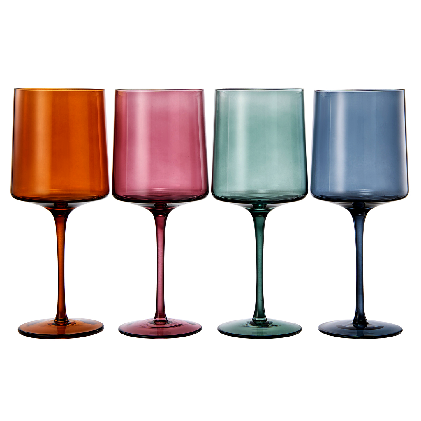 Colored Square Crystal Wine Glasses Set of 4 Large 13.5 oz