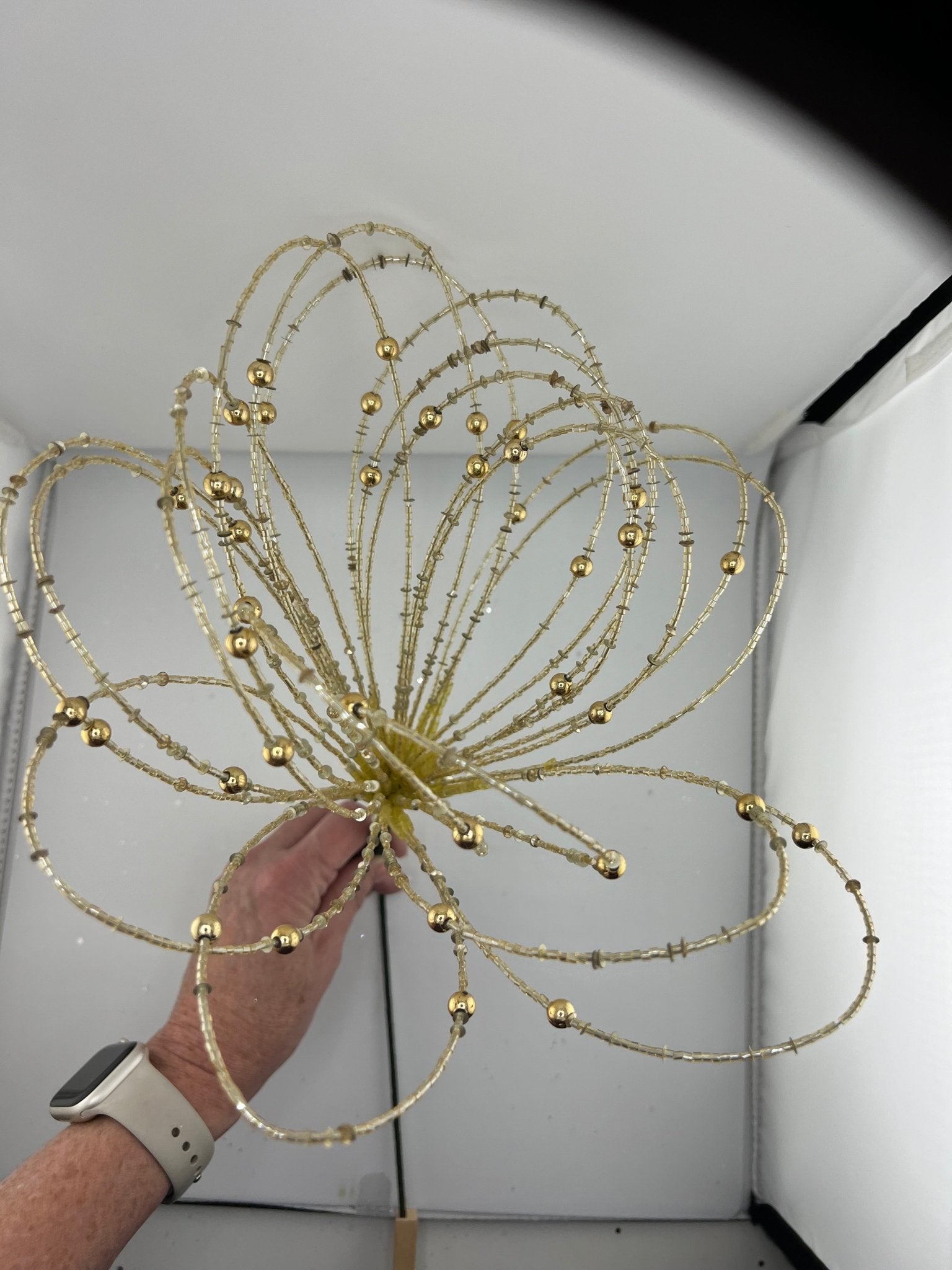 20" BEADED JEWEL FLOWER BURST STEM - CHAMPAGNE GOLD - Sassy Inspiration