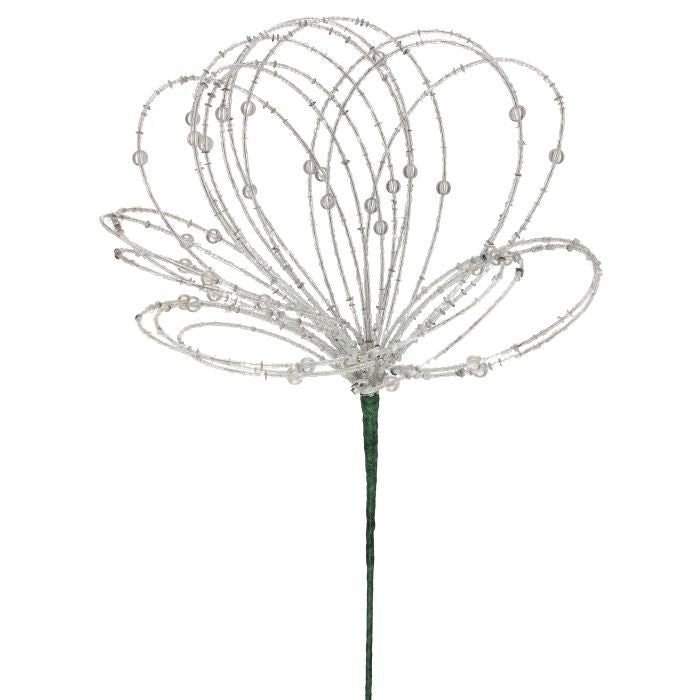 20"Silver Beaded Jewel Flower Burst Stem - Sassy Inspiration