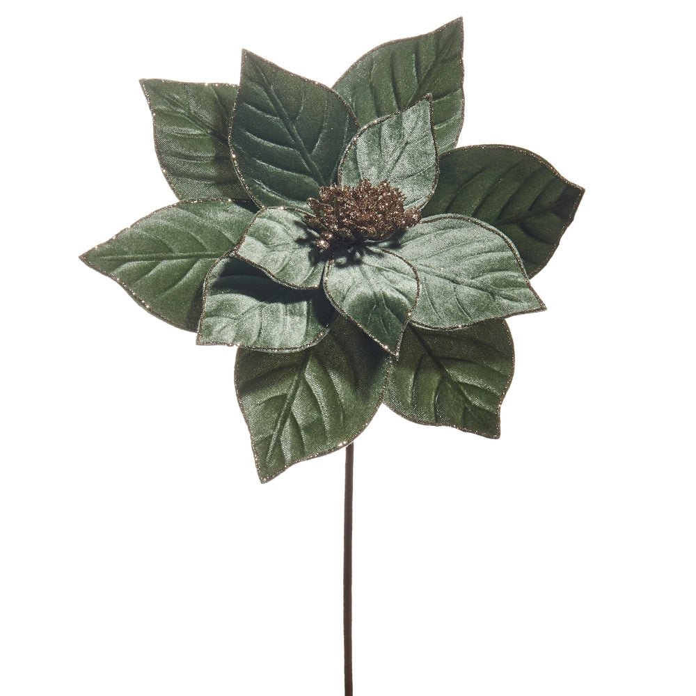 22" Green Velvet Poinsettia Stem - Sassy Inspiration