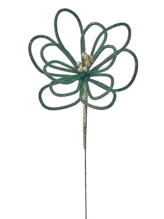23" Jewel Open Petal Flower Stem – Green - Sassy Inspiration