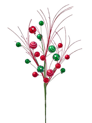 23" Polka Dot & Glitter Grass Spray – Red & Green - Sassy Inspiration