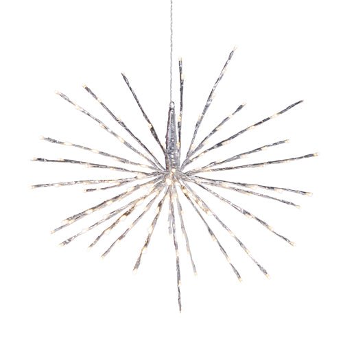 23" SILVER STARBURST WITH 150 WARM WHITE LIGHTS AND REMOTE - Sassy Inspiration