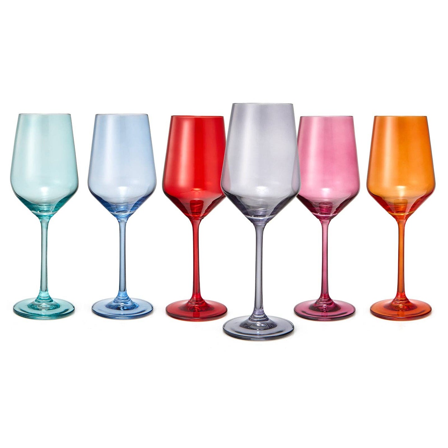 Colored Wine Glass Set, Large 12 oz Glasses Set of 6