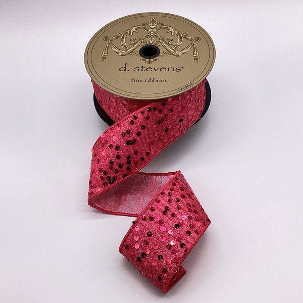 2.5” Sequin Tinsel Ribbon - Hot Pink - Sassy Inspiration