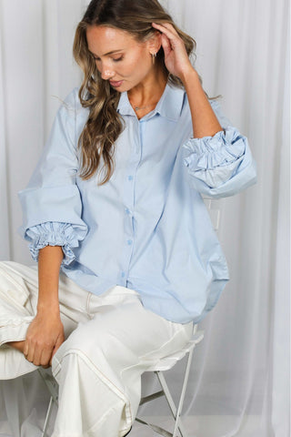 The Ruffle Effect Cotton Button-down