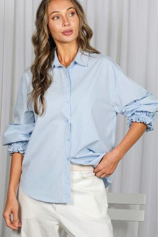 The Ruffle Effect Cotton Button-down