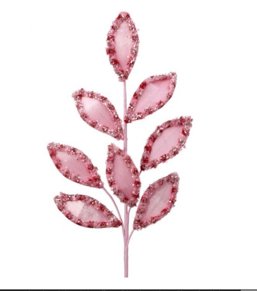 27" CANDY W/SNOWGLITTER SPRAY STEM PINK/RED - Sassy Inspiration