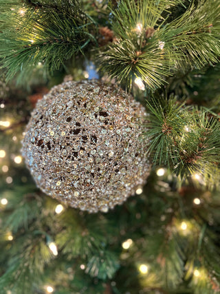 Champagne Gold Glitter Ball Christmas Ornament – 8”