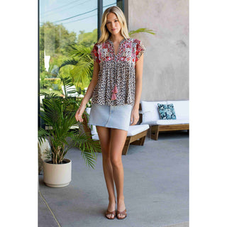 Wildly Chic Embroidered Leopard Top