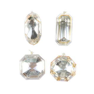 4 - 5" Champagne Gold Jewel Glitter Ornaments Assorted Shapes S/4 - Sassy Inspiration