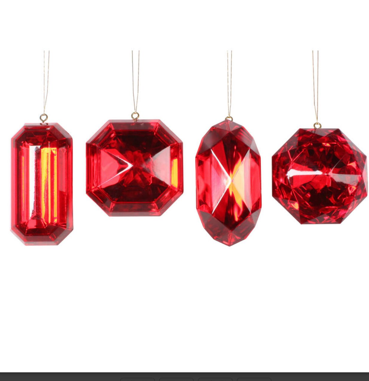 4 - 5" Red Jewel Glitter Ornament Assorted - Sassy Inspiration
