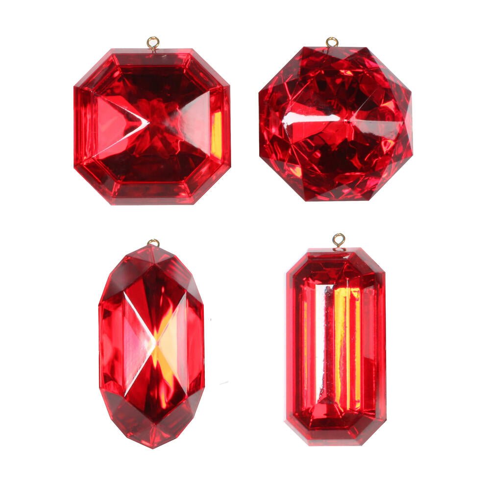 4 - 5" Red Jewel Glitter Ornament Assorted - Sassy Inspiration