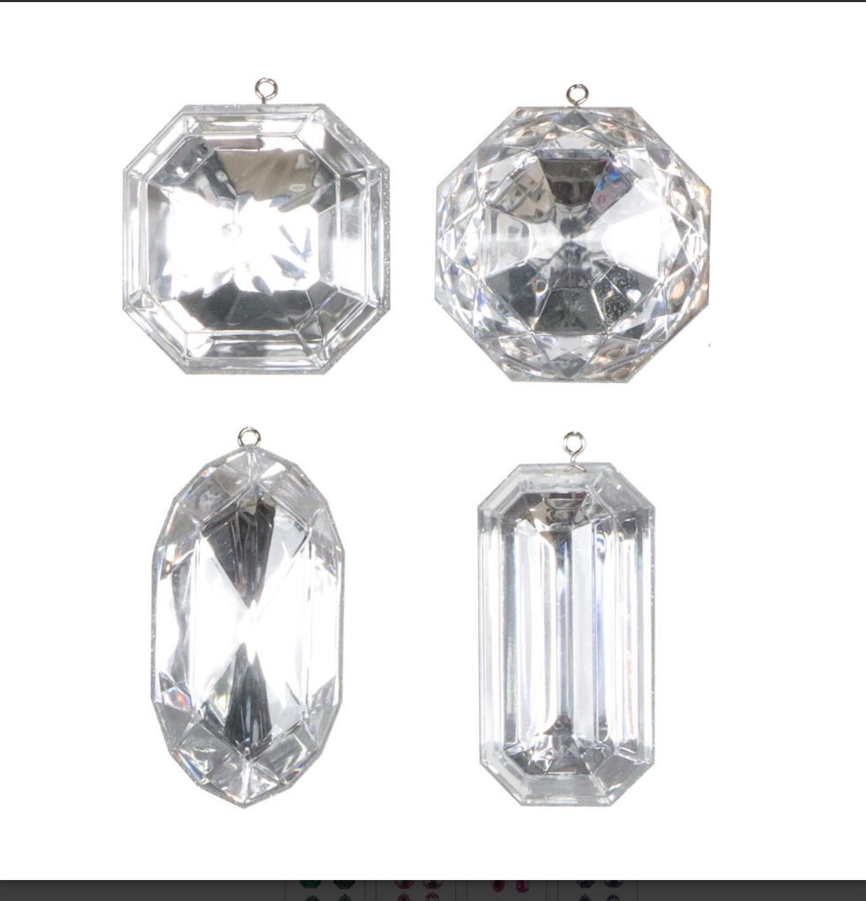 4 - 5" Silver Jewel Glitter Ornaments - Sassy Inspiration