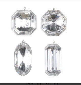 4 - 5" Silver Jewel Glitter Ornaments - Sassy Inspiration