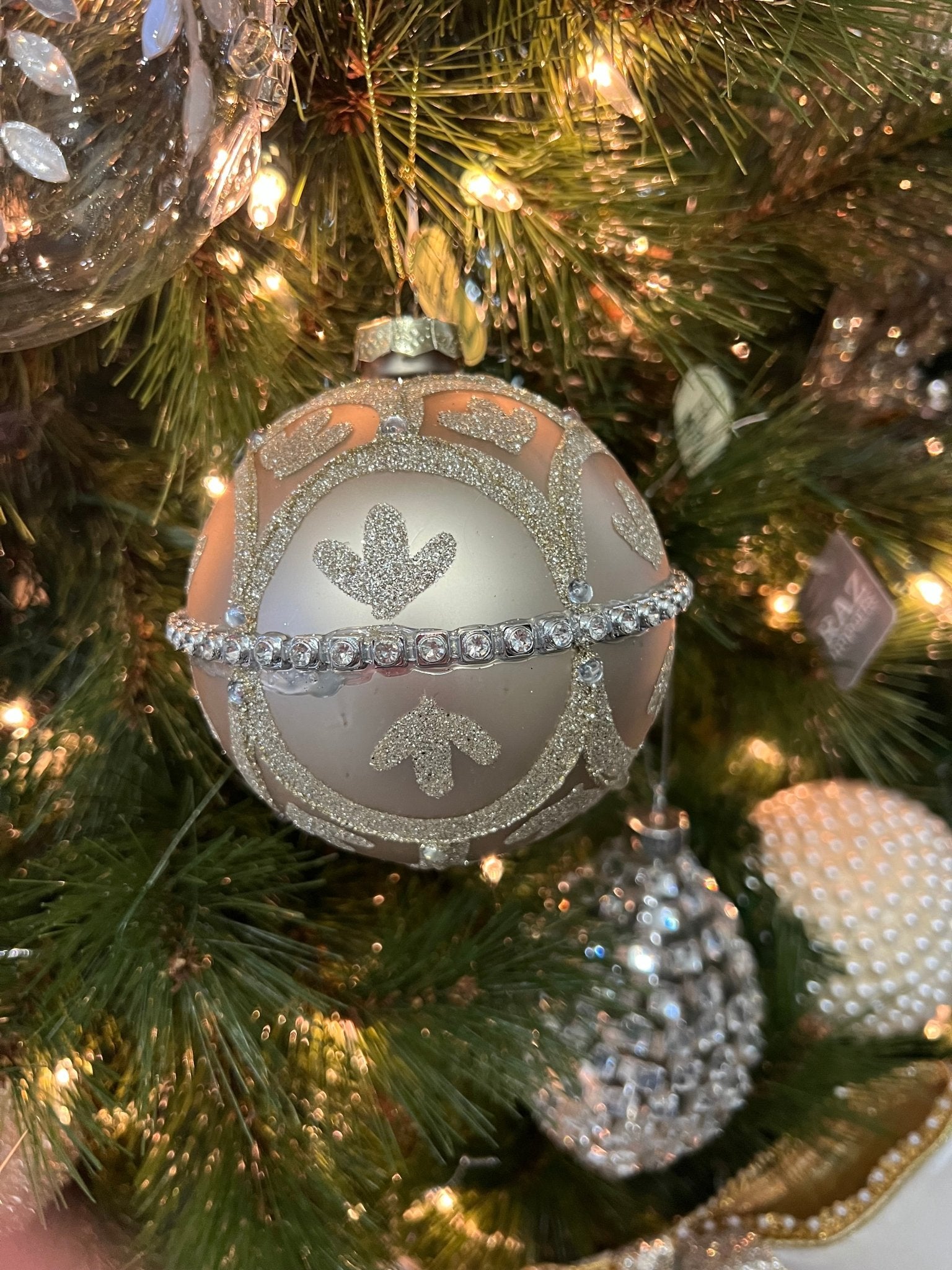 4 - 5.5" GLASS JEWEL BALL/FINIAL ORNAMENT - CHAMPAGNE - Sassy Inspiration